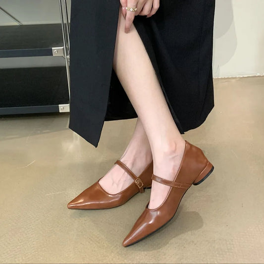 nvxiot Casual Women Flats Loafers Black Brown White Shallow Slip On Flat Heels Belt Buckle Party Pumps Dress Shoes Dance Ballet Mules