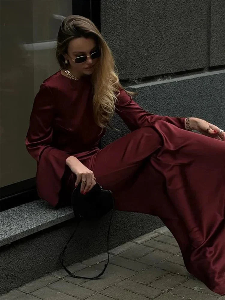 nvxiot  -  Fashion Autumn 2 Piece-Set Maxi Skirt Women Long Sleeve Elegant Cropped Pullover Top And Long Skirt Sets Female Outfits