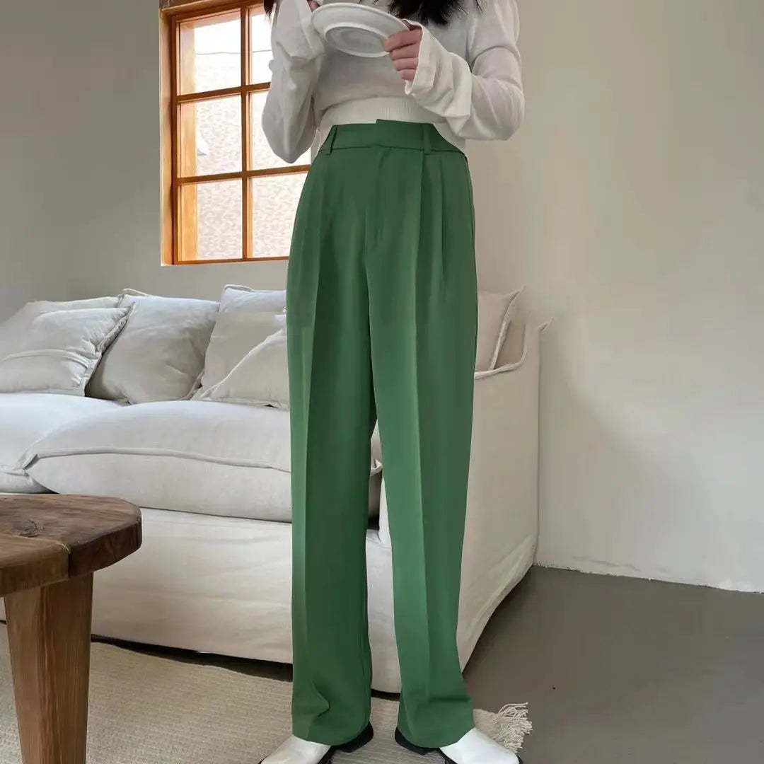 nvxiot Spring Summer Women New Korean Style Casual High Waist Straight Suit Pants Casual New Fashion Elegant Trousers Female