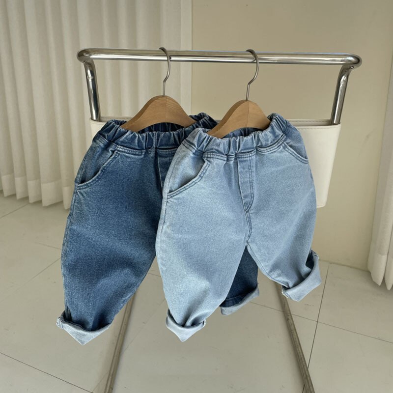 nvxiot Summer children's wear new boys' and girls' loose fashion jeans 0-3-year-old baby solid color casual pants