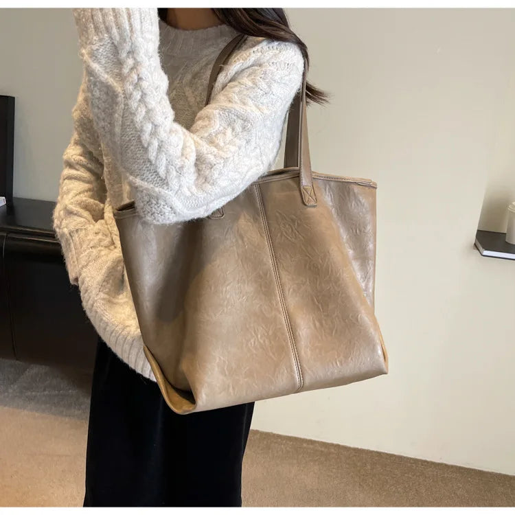 nvxiot Large Capacity PU Leather Bags Brand Design Big Tote Bag for Women Solid Color Fashion Female Handbags INS Style Underarm Bags