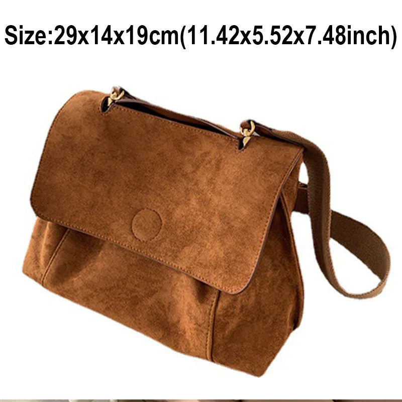 nvxiot Retro Brown Matte Autumn & Winter Bag Women's Large Capacity Crossbody Shoulder Bag Vintage Fashion Female Handbags Casual Totes