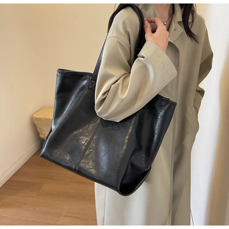 nvxiot Large Capacity PU Leather Bags Brand Design Big Tote Bag for Women Solid Color Fashion Female Handbags INS Style Underarm Bags