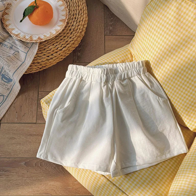 MQTIME  -  Korean 2024 Summer Toddler Girl Shorts Muslin Elastic Waist Thin Little Girl Shorts Solid Loose All-match Young Baby Girl Shorts