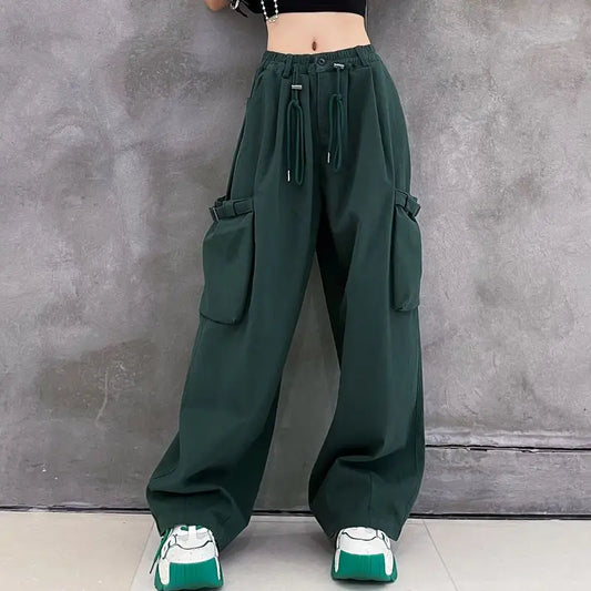 nvxiot New Fashion Large Women's Pants High Waist Plush Elastic Wide Leg Pants Workwear Pants XL-6XL Trousers Women Streetwear