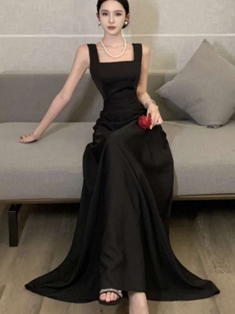 nvxiot Sexy Backless Evening Party Dress Sleeveless Solid A-line Long Dresses for Women Spring Summer Prom Robe Vestidos Mujer New