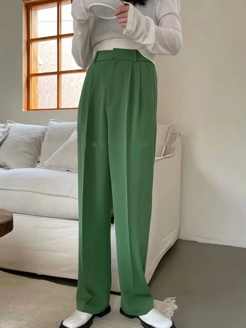 nvxiot Spring Summer Women New Korean Style Casual High Waist Straight Suit Pants Casual New Fashion Elegant Trousers Female