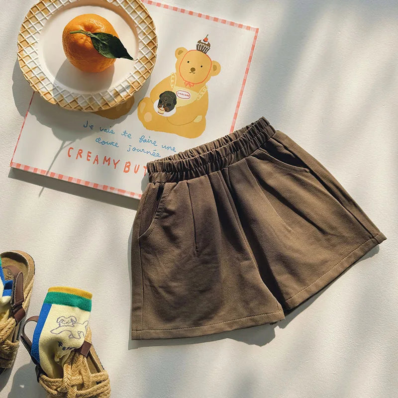 MQTIME  -  Korean 2024 Summer Toddler Girl Shorts Muslin Elastic Waist Thin Little Girl Shorts Solid Loose All-match Young Baby Girl Shorts