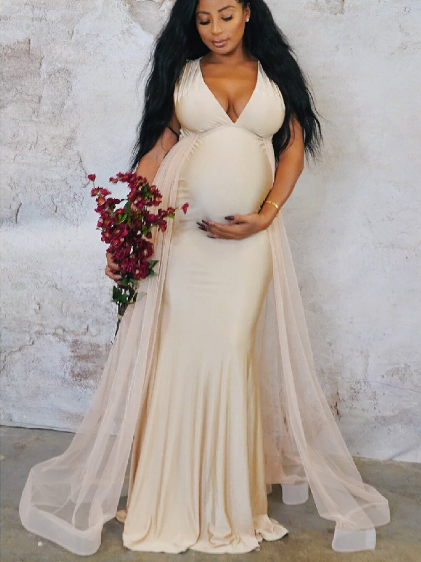 nvxiot Luxury Gown Vestidos De Fiesta Maternity Dress Women Summer Maxi Off Shoulder Gown Sexy Prom Elegant Engagement Robe Dress