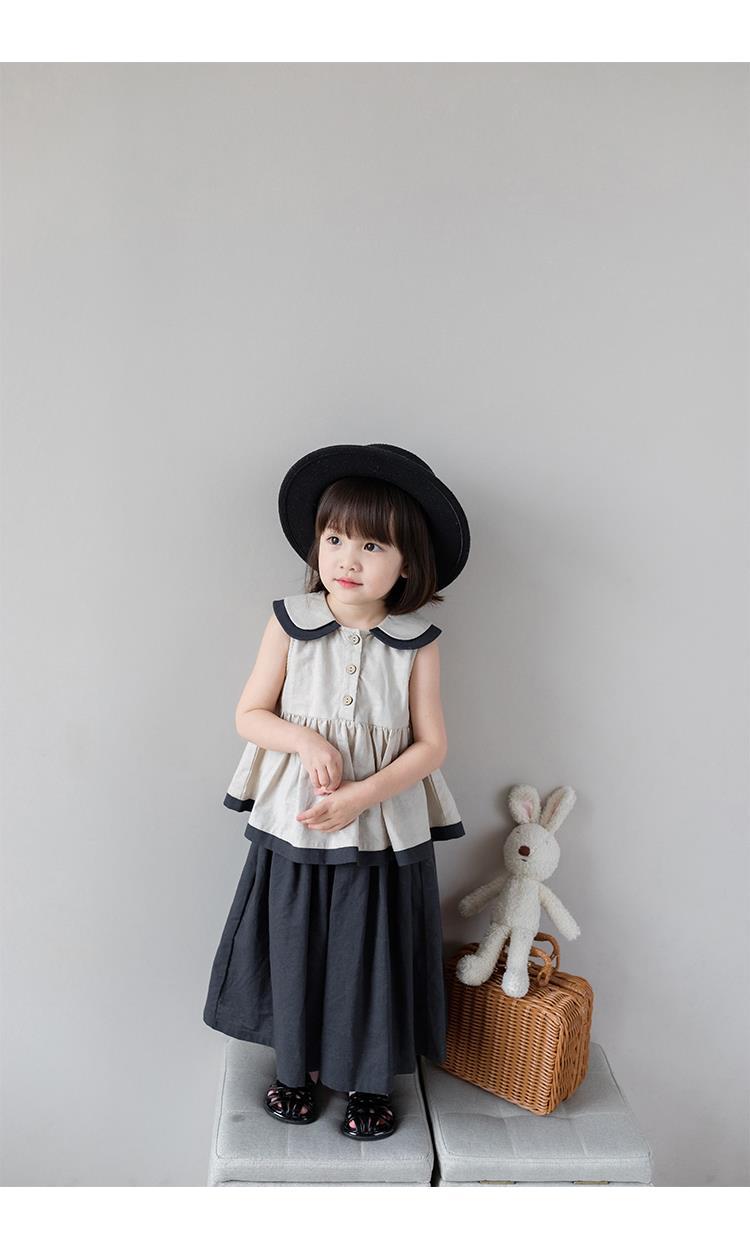 nvxiot Summer Girls College style Baby 2 Pcs Kids Pants+turn-down collar Shirt Children Clothes Fashion Cotton sleeveless blouse Set