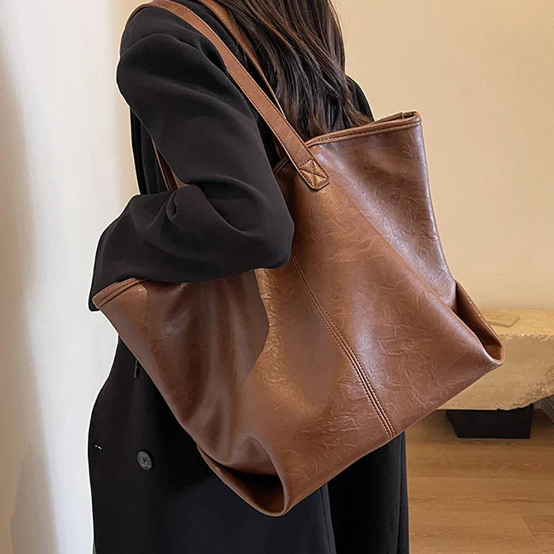 nvxiot Large Capacity PU Leather Bags Brand Design Big Tote Bag for Women Solid Color Fashion Female Handbags INS Style Underarm Bags