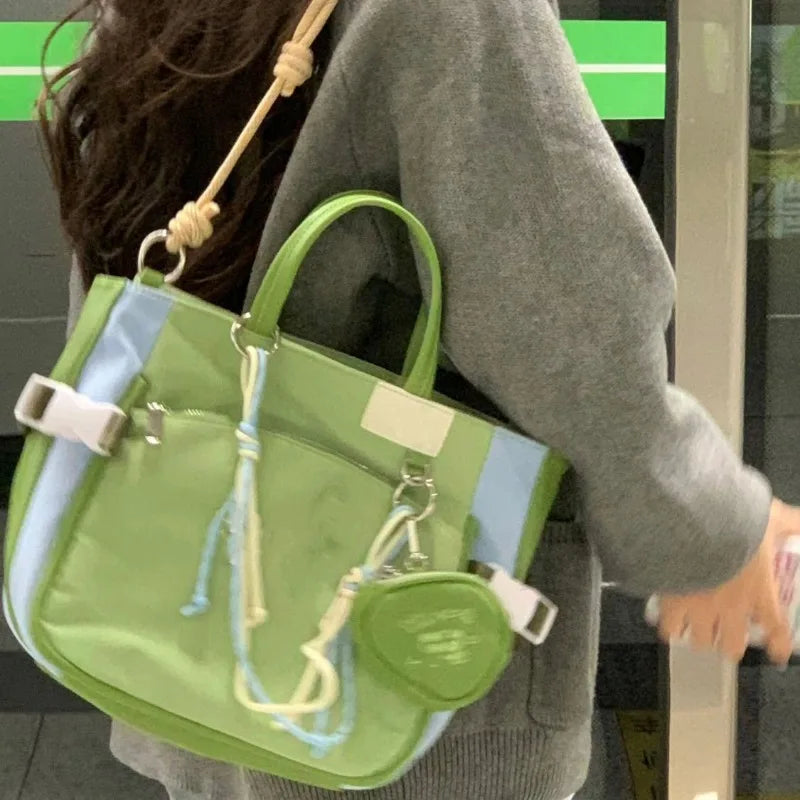 MQTIME  -   Green Womens Shoulder Bag Nylon Large Capacity Casual Student Tote Bag Jk Cute Aesthetic Literary Ladies New in Handbag