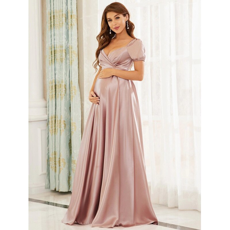 nvxiot Maternity Photography Dress Pregnant Women's High Waist Baby Shower Dress Sexy V-neck Backless Maxi Dress Maternity Gown