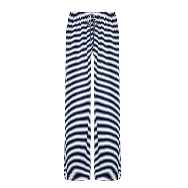 nvxiot  -  Stripe American Casual Loose Straight Pants Women's Lace-up Low Rise Wide Leg Pants Versatile Trousers Female Streetwear