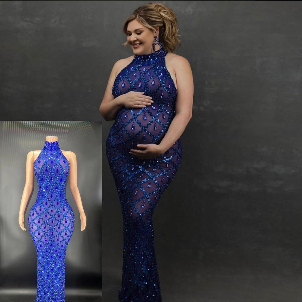 nvxiot Two Maternity Dresses For Photo Shoot Women Pregnancy Stretch Fabric Lace Dress Photography Props Sexy Maxi Maternity Gown Vestidos