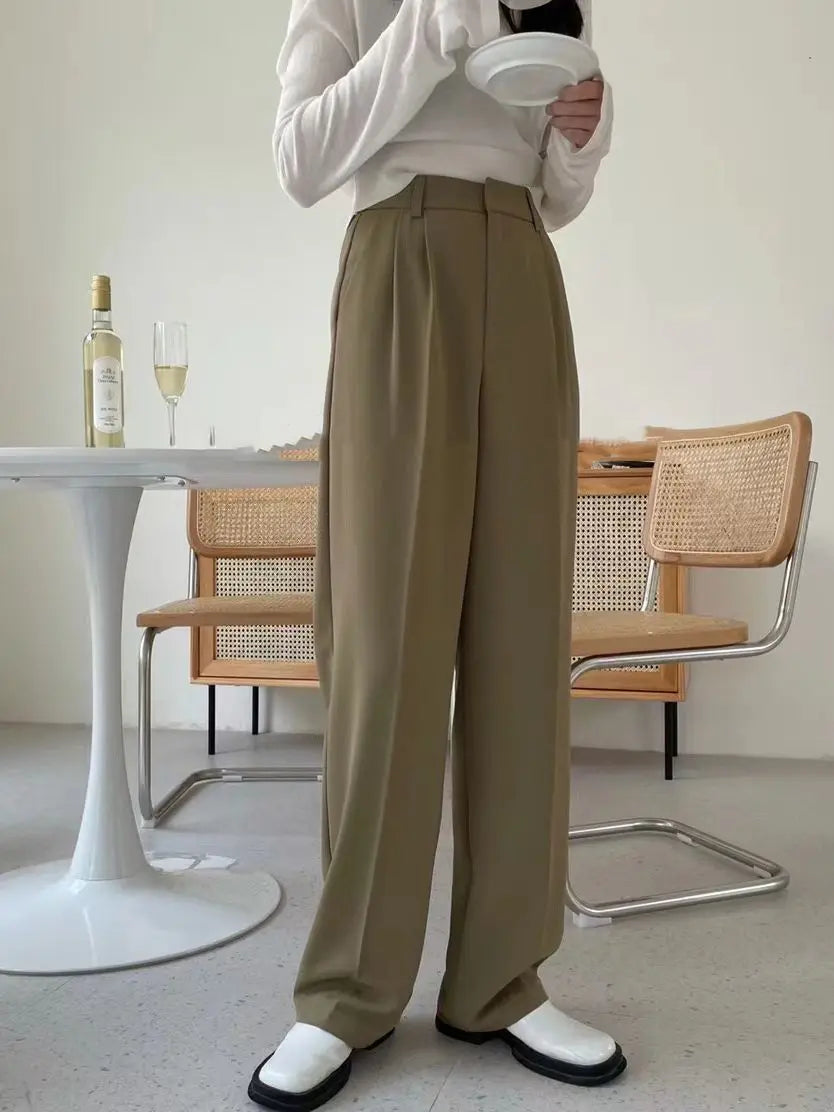 nvxiot Spring Summer Women New Korean Style Casual High Waist Straight Suit Pants Casual New Fashion Elegant Trousers Female