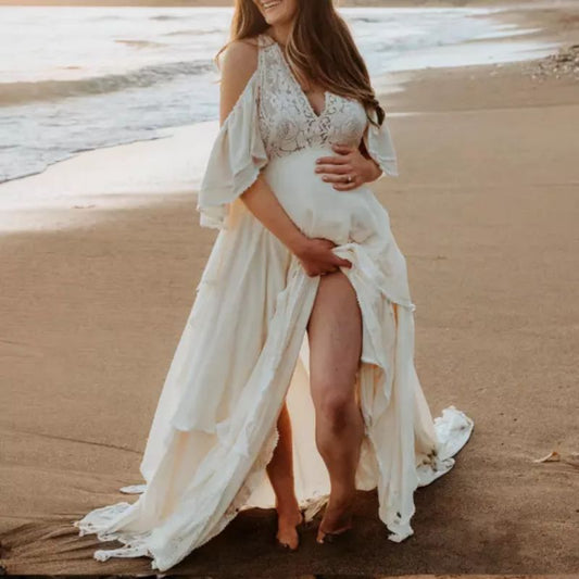 nvxiot Style Lace Maternity Dress for Photography Maternity Photography Outfit Maxi Gown Pregnancy Women Lace Long Dress