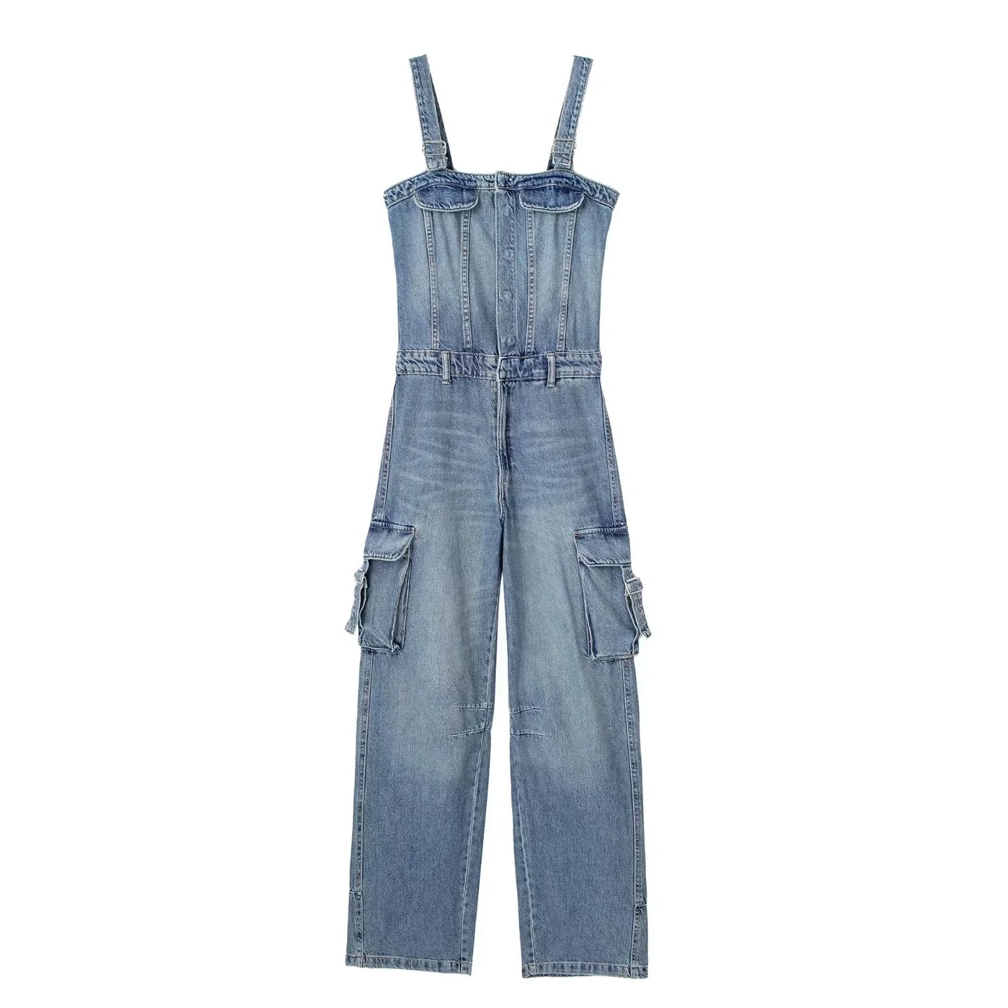 MQTIME  -   Autumn Denim Jumpsuit Women Off Shoulder Jean Woman Ruched Women's Long Jumpsuit Streetwear Backless Jumpsuit