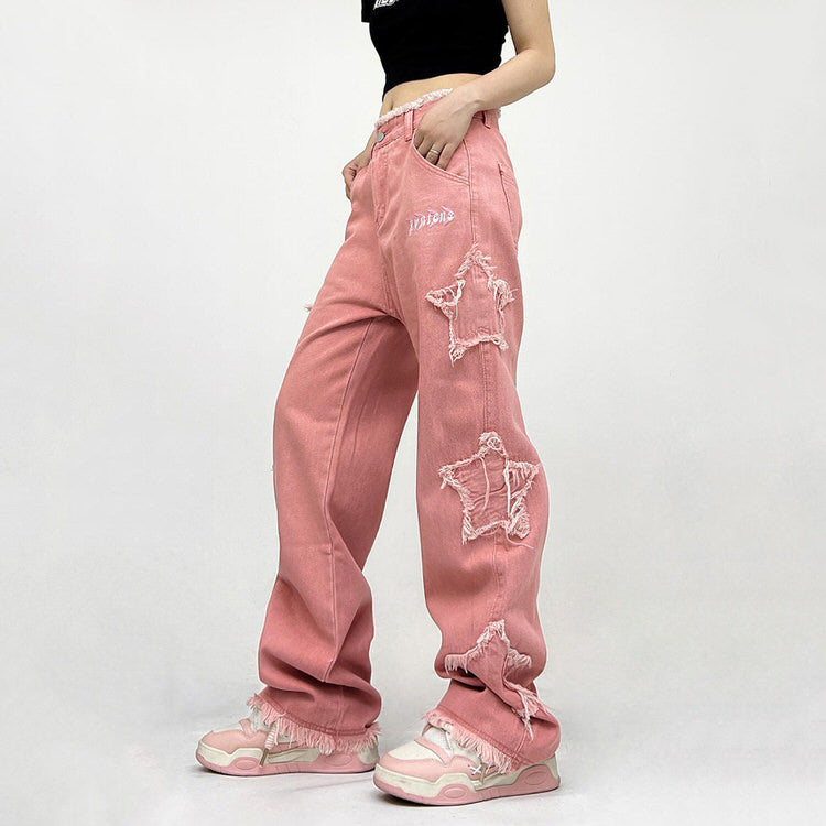 Y2K Pink Star Jeans