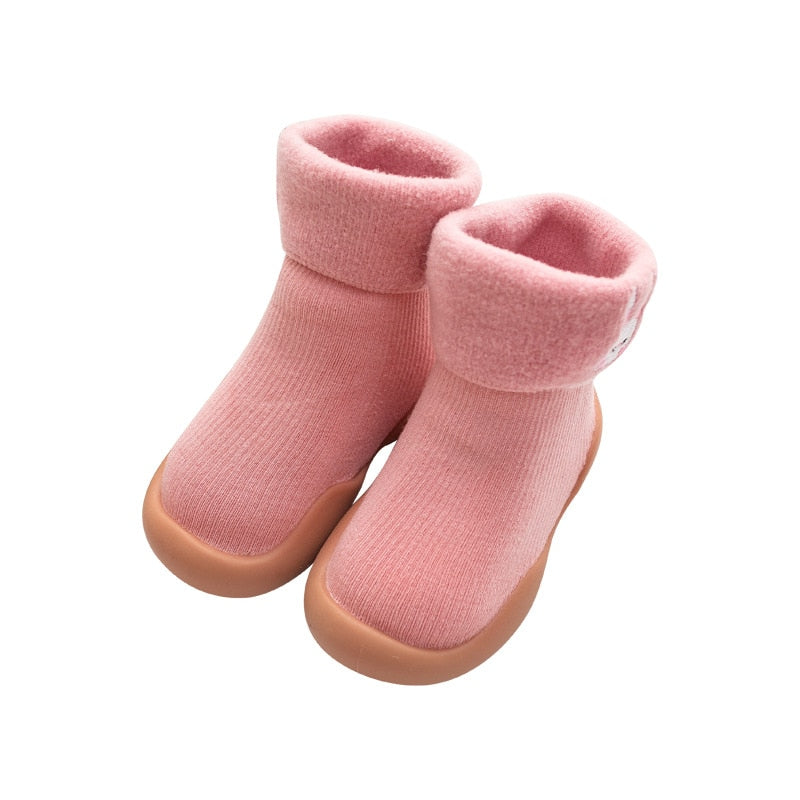 Embroidery Winter Kids Warm Snow Shoes Socks Infant Boys Brushed Thick Sock Shoes Baby Girls Booties Soft Soles Toddler Shoes