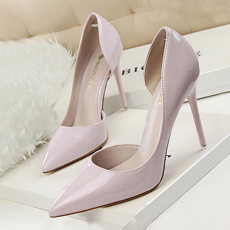 BIGTREE Shoes Patent Leather Heels 2022 Fashion Woman Pumps Stiletto Women Shoes Sexy Party Shoes Women High Heels 12 Colour