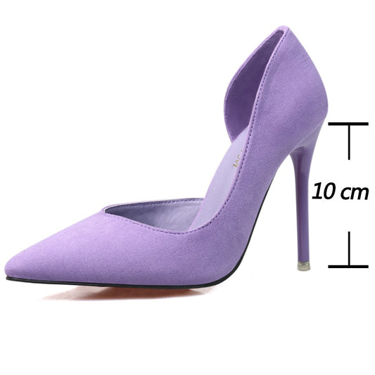 2022 New Woman Pumps Suede Women Heels Stiletto Fashion Office Shoes Pumps Sexy High Heels 10 Cm Ladies Shoes Women's Pumps