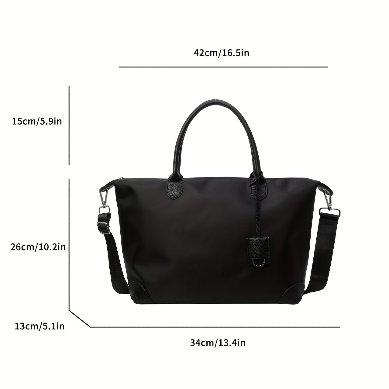 Adjustable Strap Casual Oxford Cloth Waterproof Tote Bag for Travel, Work, Daily Use - Zipper Closure Shoulder Handbag