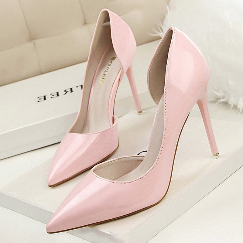 BIGTREE Shoes Patent Leather Heels 2022 Fashion Woman Pumps Stiletto Women Shoes Sexy Party Shoes Women High Heels 12 Colour