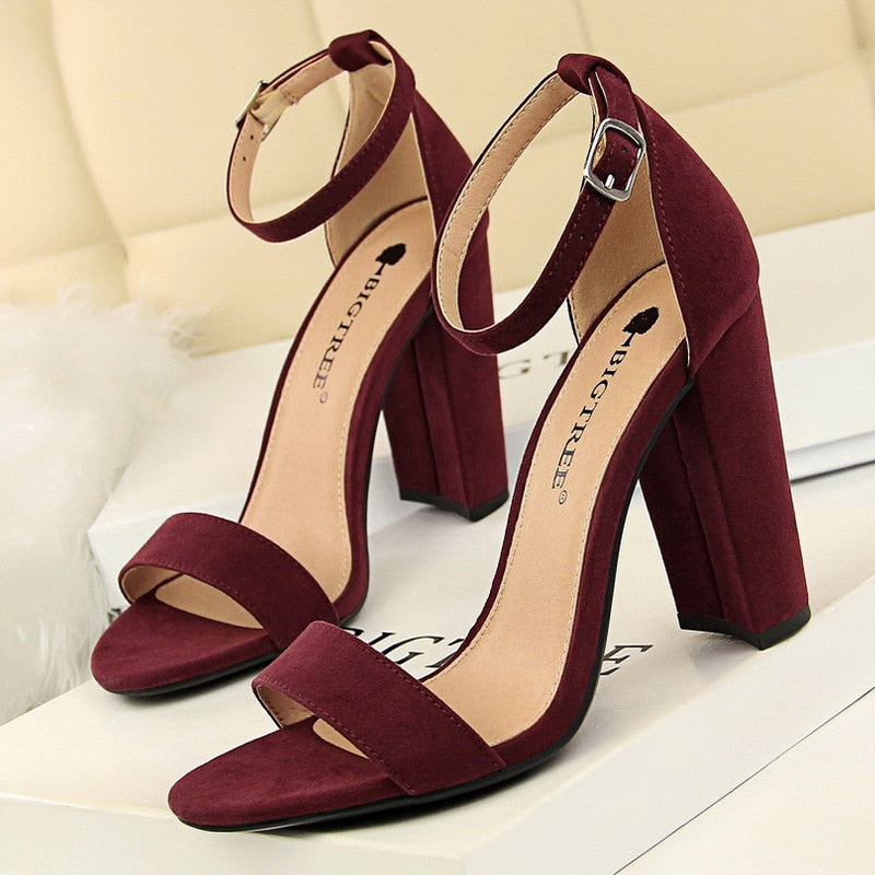 2022 Sexy High Heels New Women Pumps Comfort Women Shoes Block Heels Ladies Shoes Buckle Women Heels Female Shoes Women Sandals