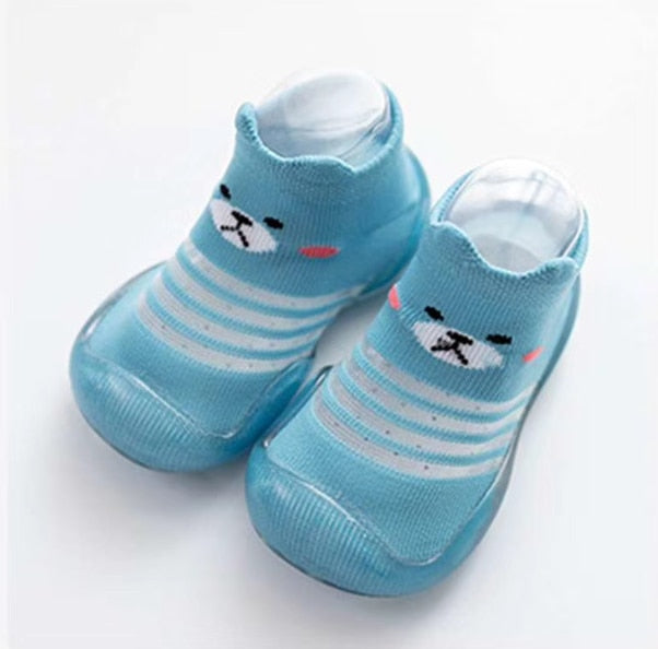 Summer Spring Leopard Soft Bottom Non-Slip Floor Socks Solid Color Toddler Girl Boy Shoes With Transparent Rubber Soles Kid Baby