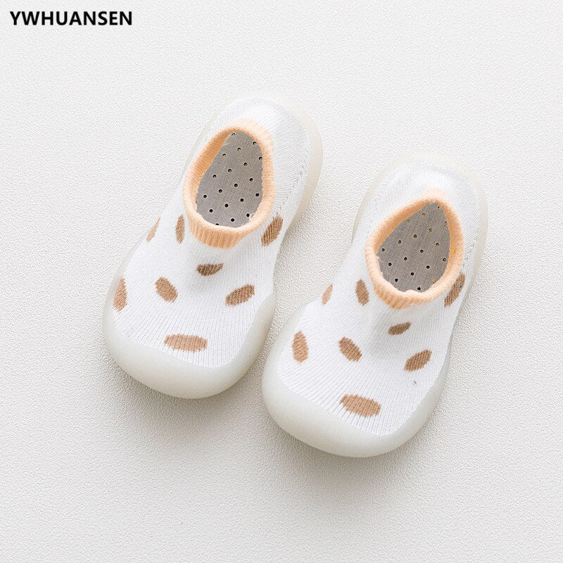 Summer Spring Leopard Soft Bottom Non-Slip Floor Socks Solid Color Toddler Girl Boy Shoes With Transparent Rubber Soles Kid Baby