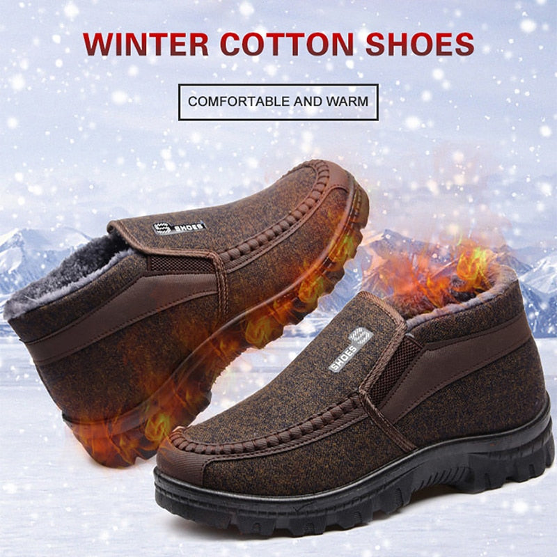 Winter Snow Boots New Fashion Bottom Men's Cotton Boots High Quality Non-slip Soft Cotton Shoes Outddor Footwear Cotton Boots