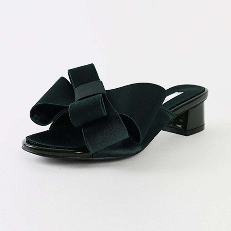 real silk butterfly-knot slippers woman fashion brand design mules shoes summer riband bow knot slides woman flip flops