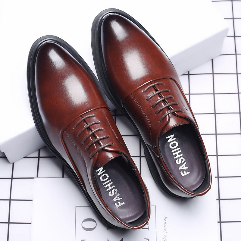 WOTTE Business Men Formal Shoes Black Leather Shoes Mens Fashion Casual Dress Shoes Classic Italian Formal Oxford Shoes For Men