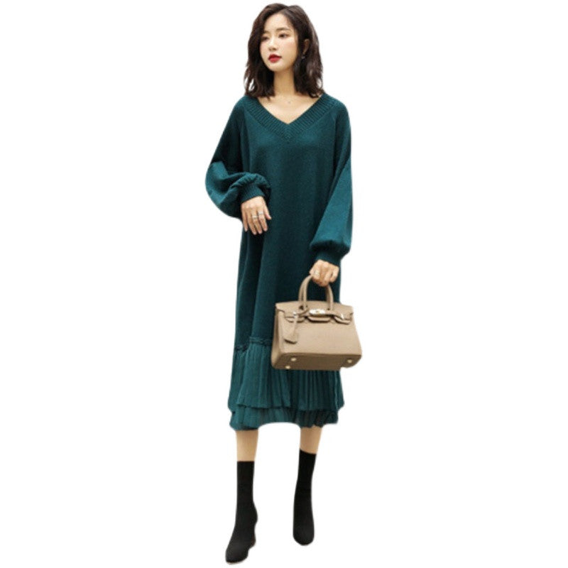 nvxiot  fall outfits korean Autumn Winter 2024 Korean Fashion Knitted Dress Long Sleeve Women Elegant Vintage Casual Knitwear Sweater Dresses Ladies H2723