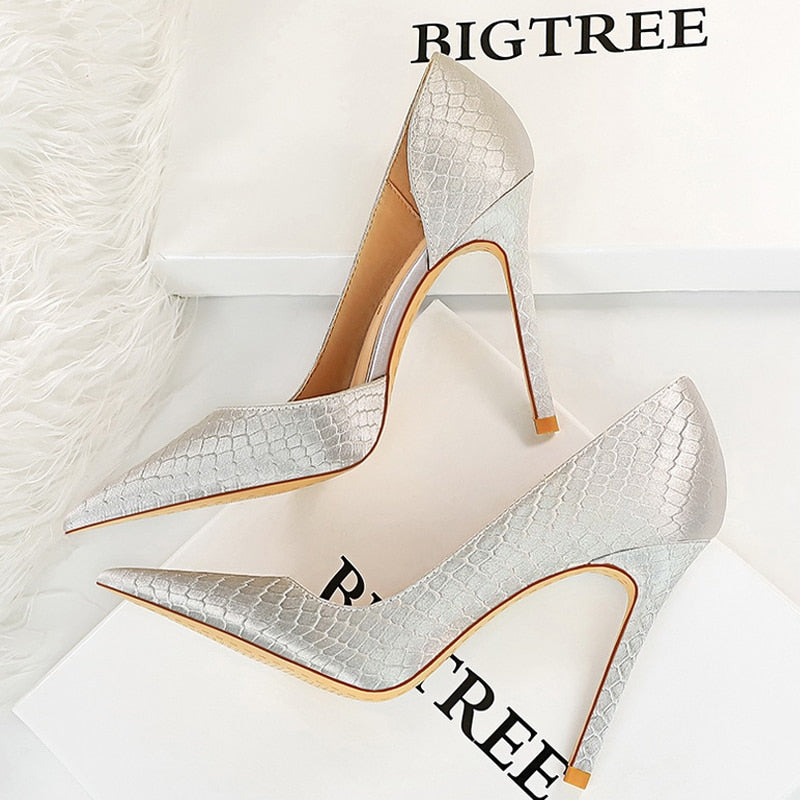 BIGTREE Shoes Serpentine Woman Pumps Metal Stiletto High Heels 2022 New Designer Women Heels Sexy Party Shoes Lady Plus Size 43