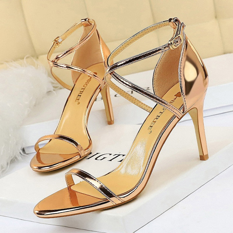 BIGTREE Shoes Buckle Strap High Heels 2022 New Women Heels Sandals Stiletto 11cm Sexy Heels Party Shoes Women Pumps Ladies Shoes