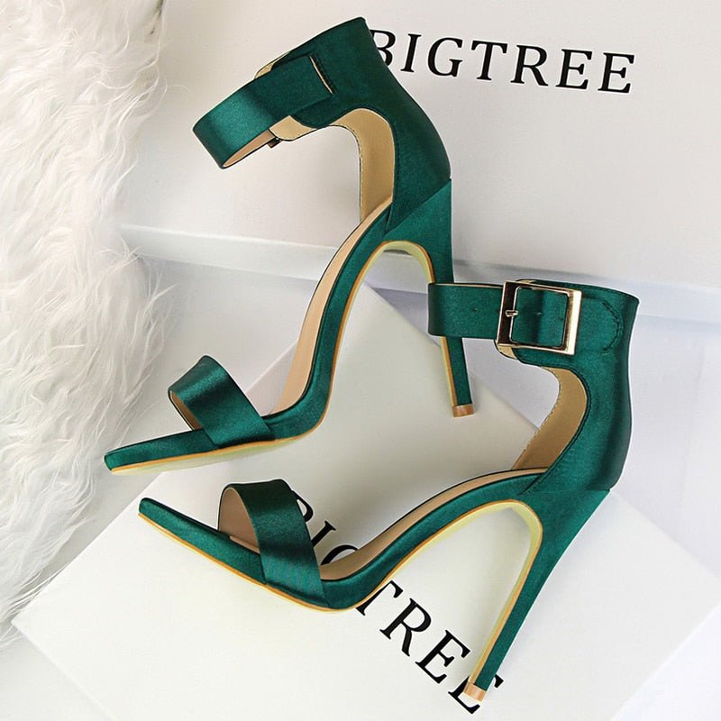 BIGTREE Shoes 2022 Women's Sandals Super High Heels Summer Women Shoes Fashion Metal Belt Buckle Heeled Sandals Sexy Party Shoes