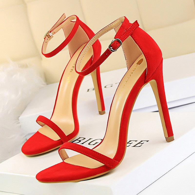 BIGTREE Shoes Super High Heels Suede Women Heels Open Toe Woman Pumps Sexy Party Shoes Stiletto Heels Summer Women Sandals 2022