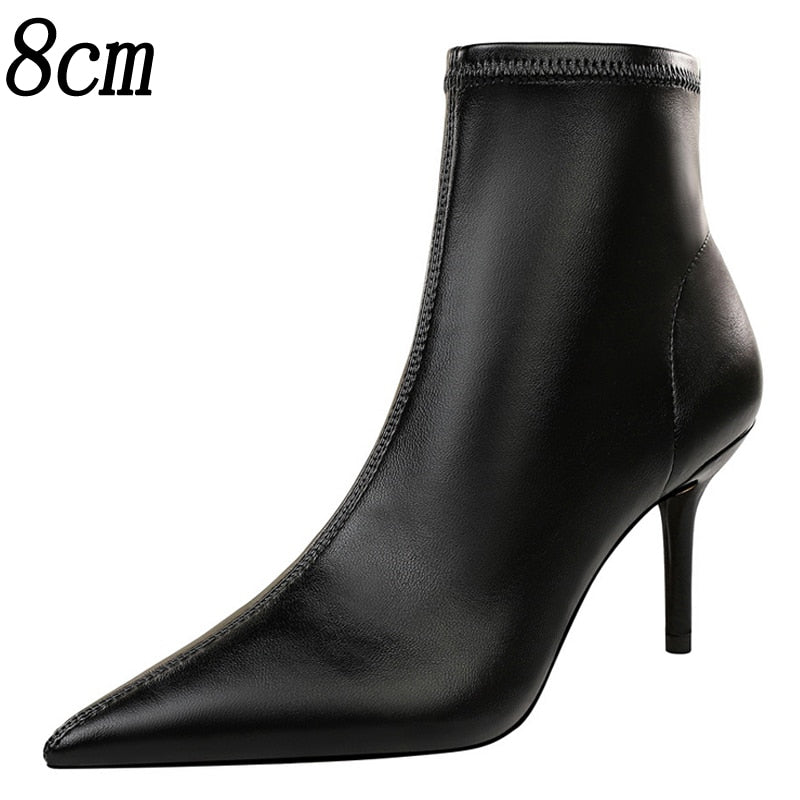 2022 New Socks Boots Fashion Ankle Boots For Women Boots Balck Pointed Toe Elastic Heels Shoes Fetish Autumn Winter Female Shoes