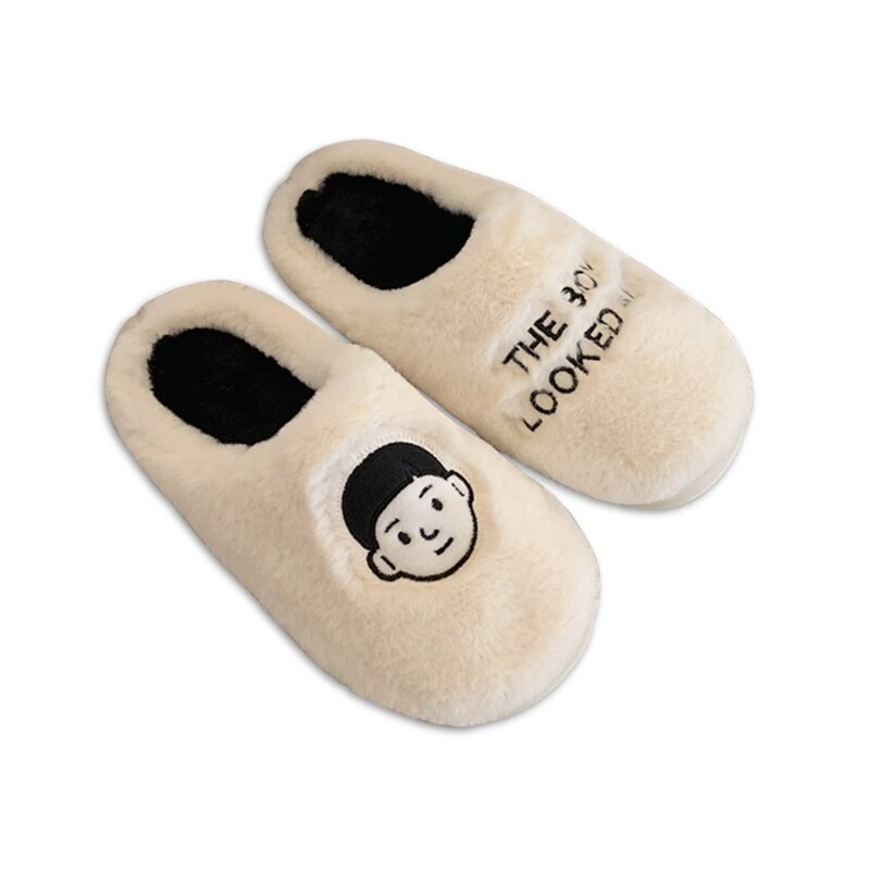 Winter Women Slippers Fluffy Soft Warm Slip On House Shoes Antiskid Keep Warm Cozy Short Plush Couples Indoor Flat Slipper