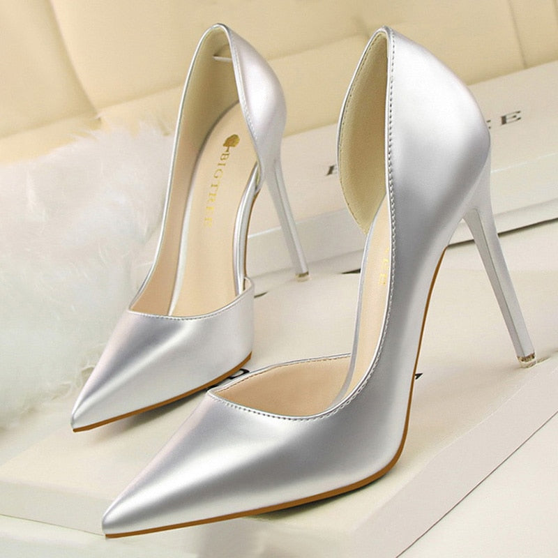 BIGTREE Shoes Patent Leather Heels 2022 Fashion Woman Pumps Stiletto Women Shoes Sexy Party Shoes Women High Heels 12 Colour