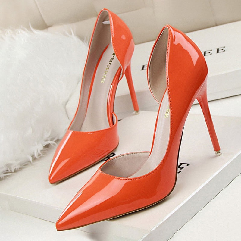 BIGTREE Shoes Patent Leather Heels 2022 Fashion Woman Pumps Stiletto Women Shoes Sexy Party Shoes Women High Heels 12 Colour