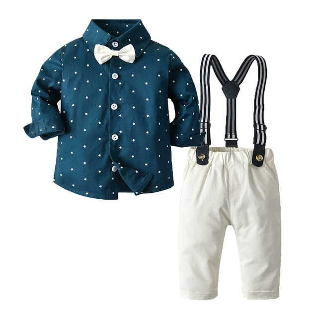 Top and Top Toddler Baby Boys Gentleman Clothes Sets Long Sleeve Romper+Suspenders Pants 2Pcs Wedding Party Casual Outfits