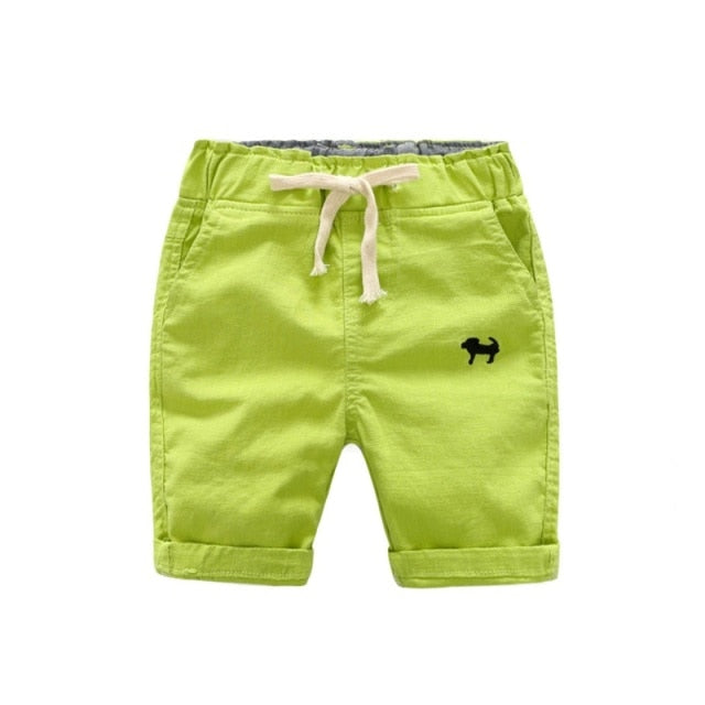 2021  Summer Boys Casual Shorts Children Cotton Elastic Waist Pants Toddler Kids Knee Length Pants Solid Color Baby Boys Clothes