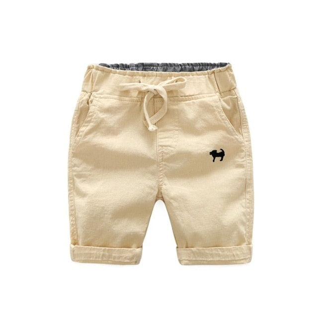 2021  Summer Boys Casual Shorts Children Cotton Elastic Waist Pants Toddler Kids Knee Length Pants Solid Color Baby Boys Clothes