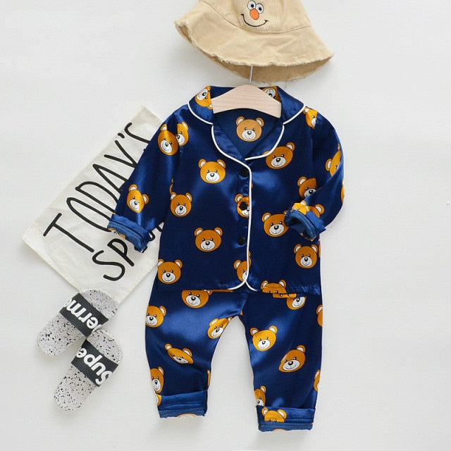 Children's Pajamas Set Baby Boy Girl Clothes Summer Sleepwear Set Kids Cartoon Printed Tops+Shorts Toddler Clothing Sets