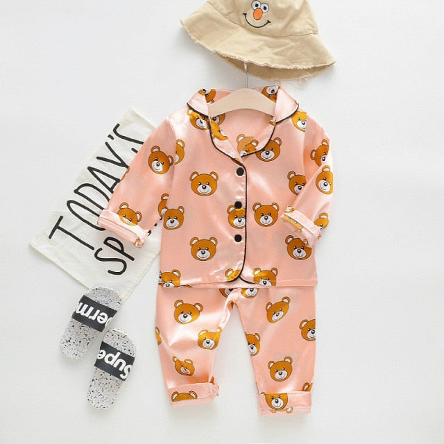 Children's Pajamas Set Baby Boy Girl Clothes Summer Sleepwear Set Kids Cartoon Printed Tops+Shorts Toddler Clothing Sets