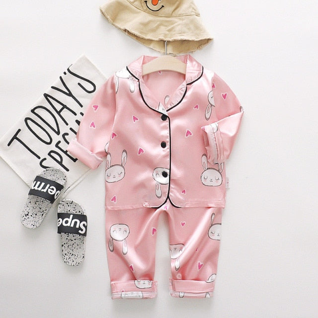 Children's Pajamas Set Baby Boy Girl Clothes Summer Sleepwear Set Kids Cartoon Printed Tops+Shorts Toddler Clothing Sets