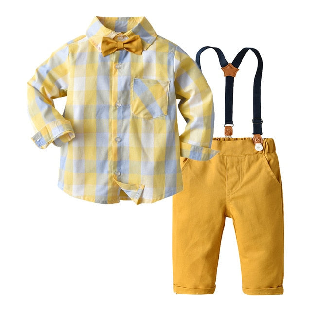 Top and Top Toddler Baby Boys Gentleman Clothes Sets Long Sleeve Romper+Suspenders Pants 2Pcs Wedding Party Casual Outfits